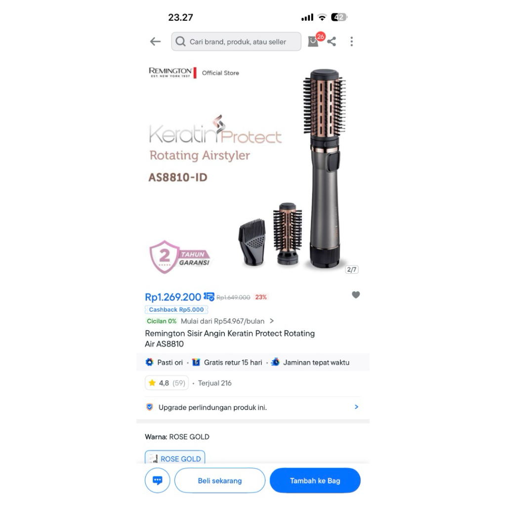 [ preloved ] Remington Blow keratin AS8810 *LIKE NEW