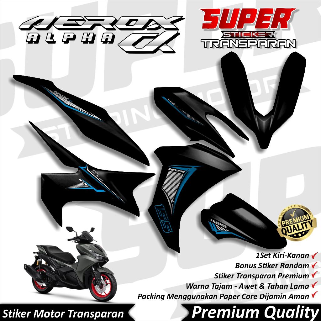 Stiker Aerox 155 NEW Transparan keren Striping Aerox ALPHA 155 New Stiker Transparan UV Aerox 155 NE
