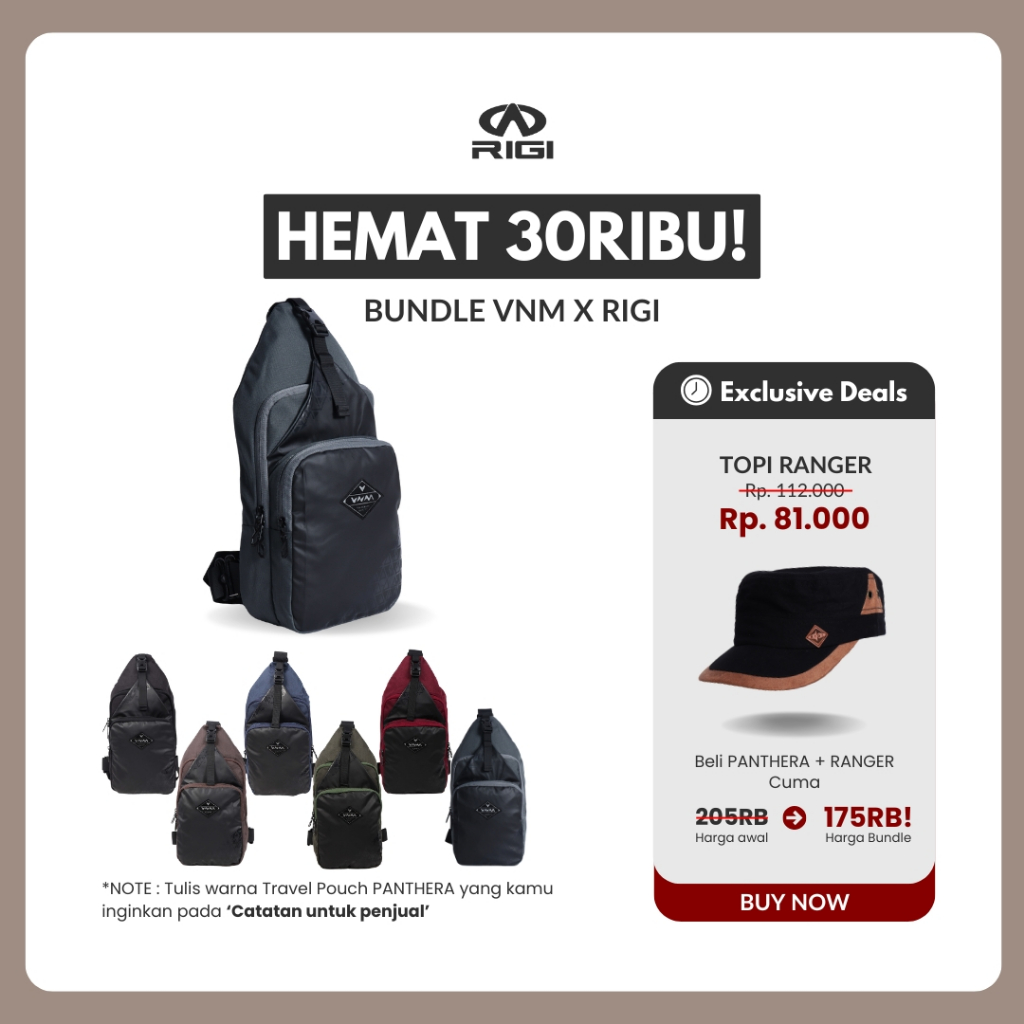 VNM Tas Pinggang Pria Tas Traveling Pria Tas Pinggang Besar Tas Selempang Waistbag Pria PANTHERA