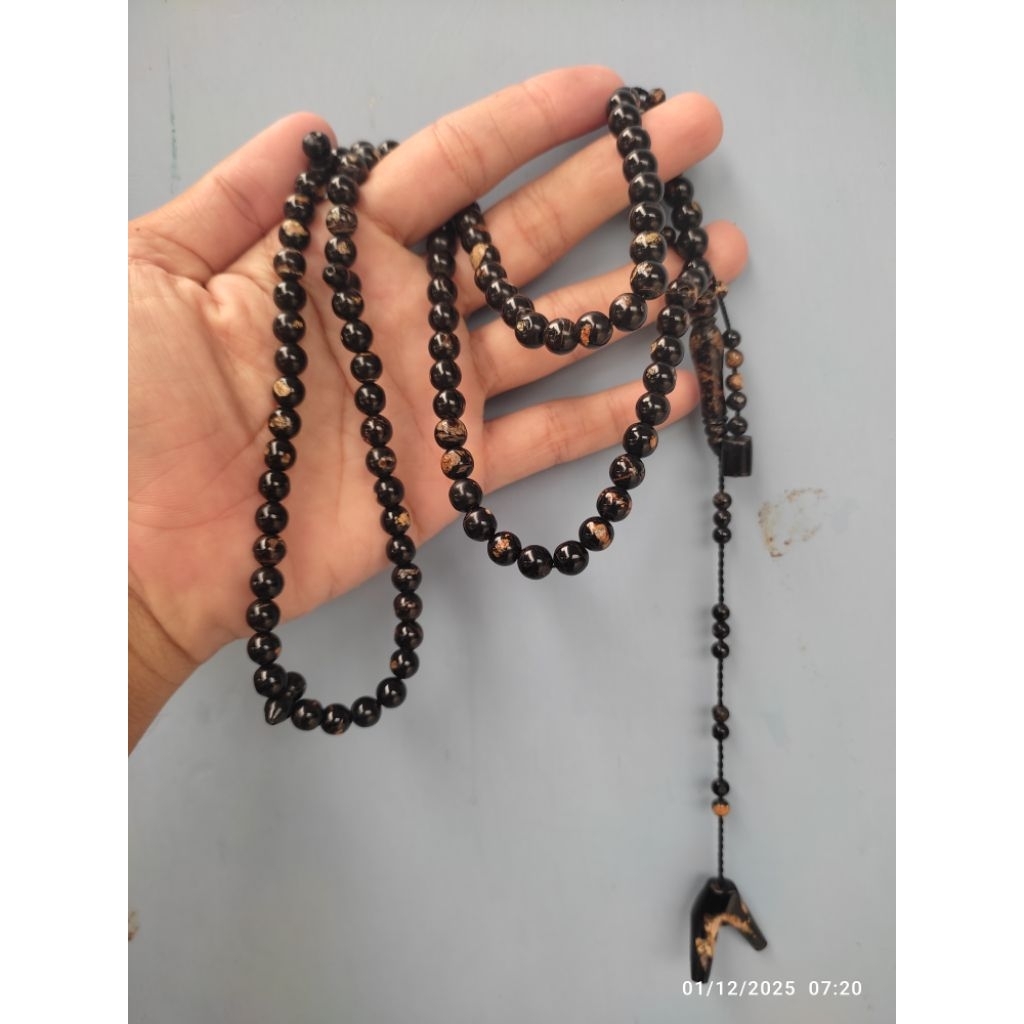 Tasbih Yuser 8mm Serat Emas Bulat