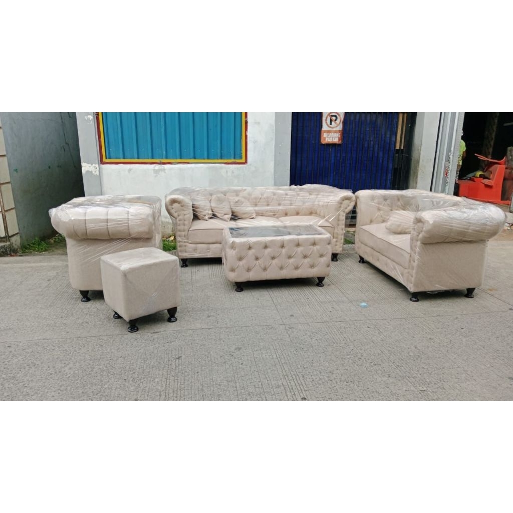 Sofa Costum Makassar | Sofa fiolet type 321+ meja
