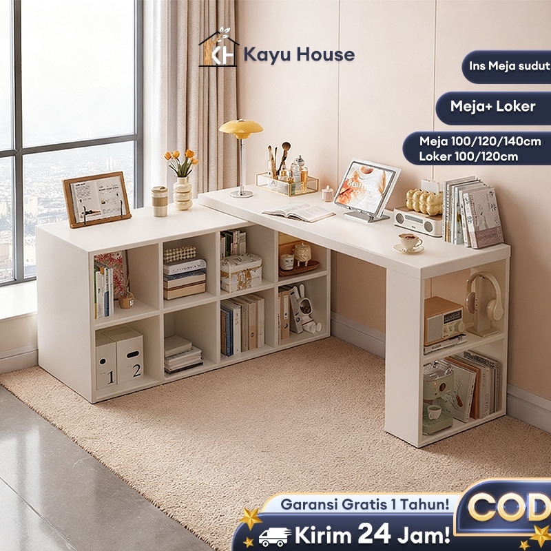 Meja Sudut Rak Buku Kayu Meja Belajar Rumah Meja Rias Kamar Tidur Meja Komputer Sudut Berbentuk