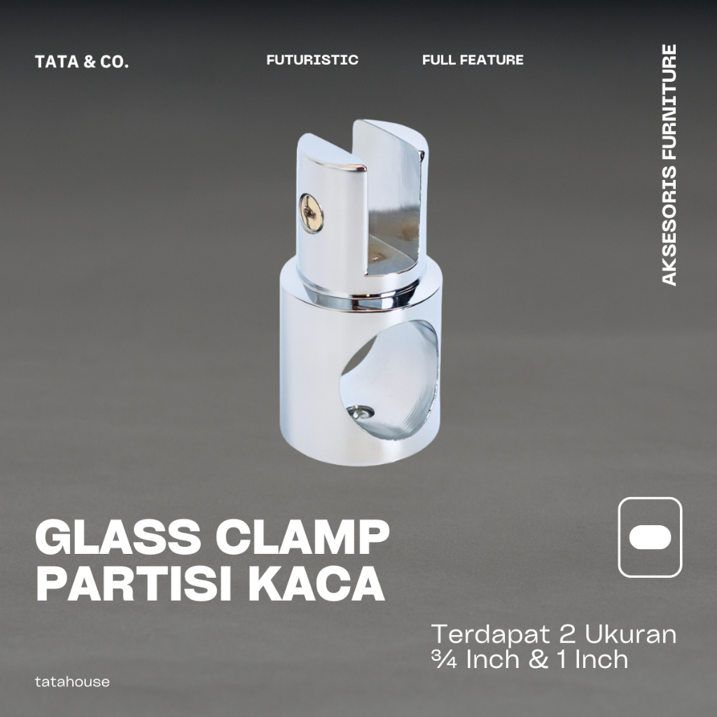 Konektor Pipa ke Kaca Glass Clamp Partisi Kaca Stainless Steel