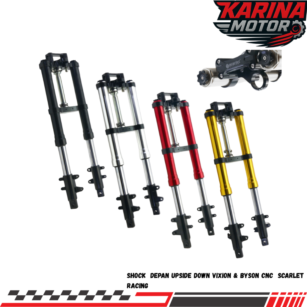 Shock  Depan Upside Down Vixion & Byson CNC ORIGINAL SCARLET RACING