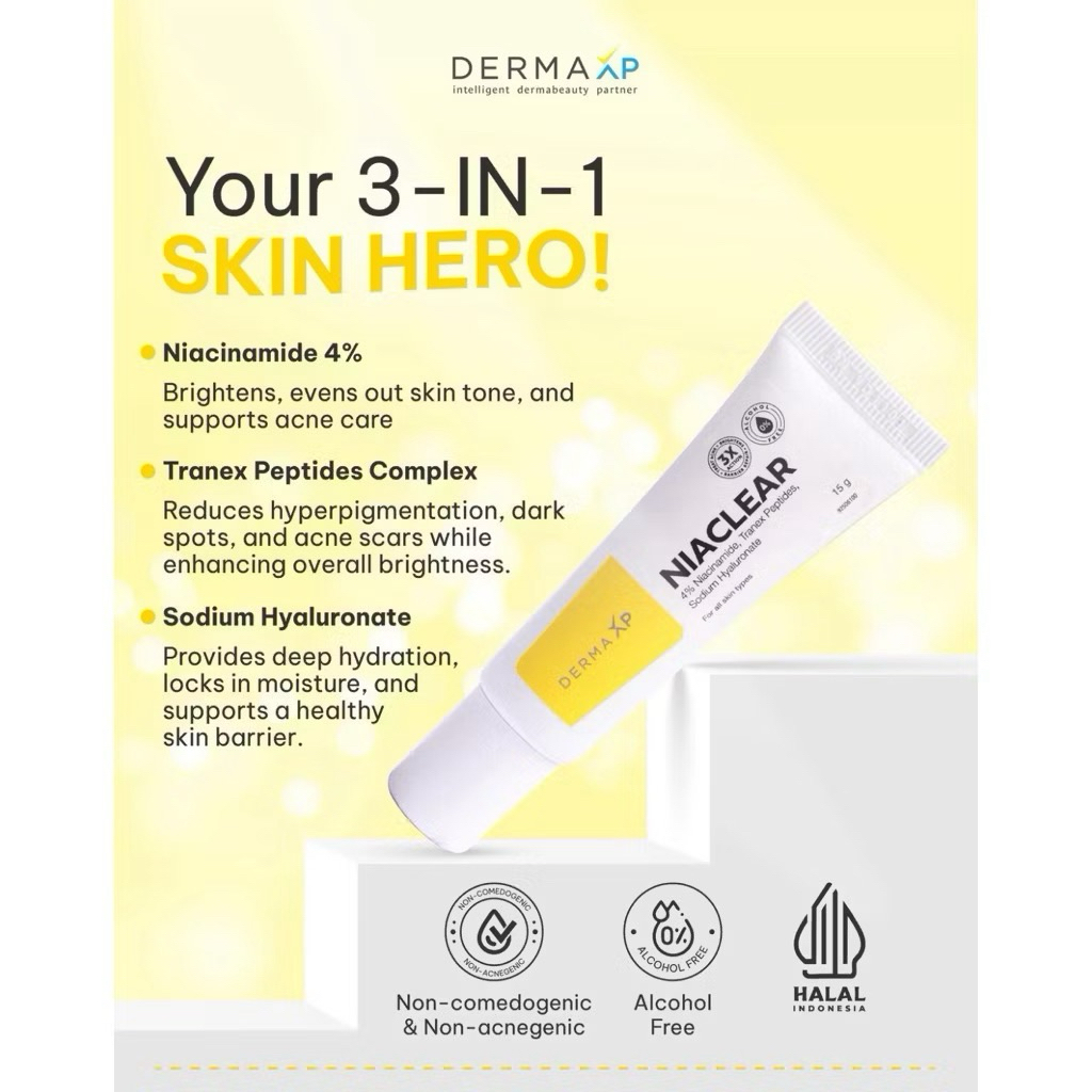 [YS] NIACLEAR DERMA XP Niacinamide 4% Tranex Peptides Sodium Hyaluronate 15 Gram Mencerahkan & Samar