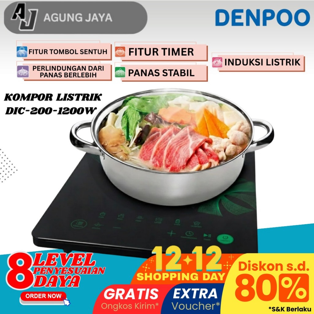 KOMPOR LISTRIK INDUKSI 200 WATT DENPOO DIC 200-1200