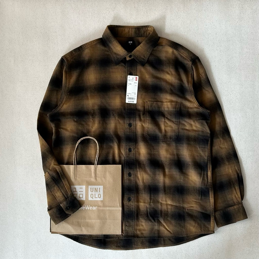 flanel veterano uniqlo brown BNWT sz XL
