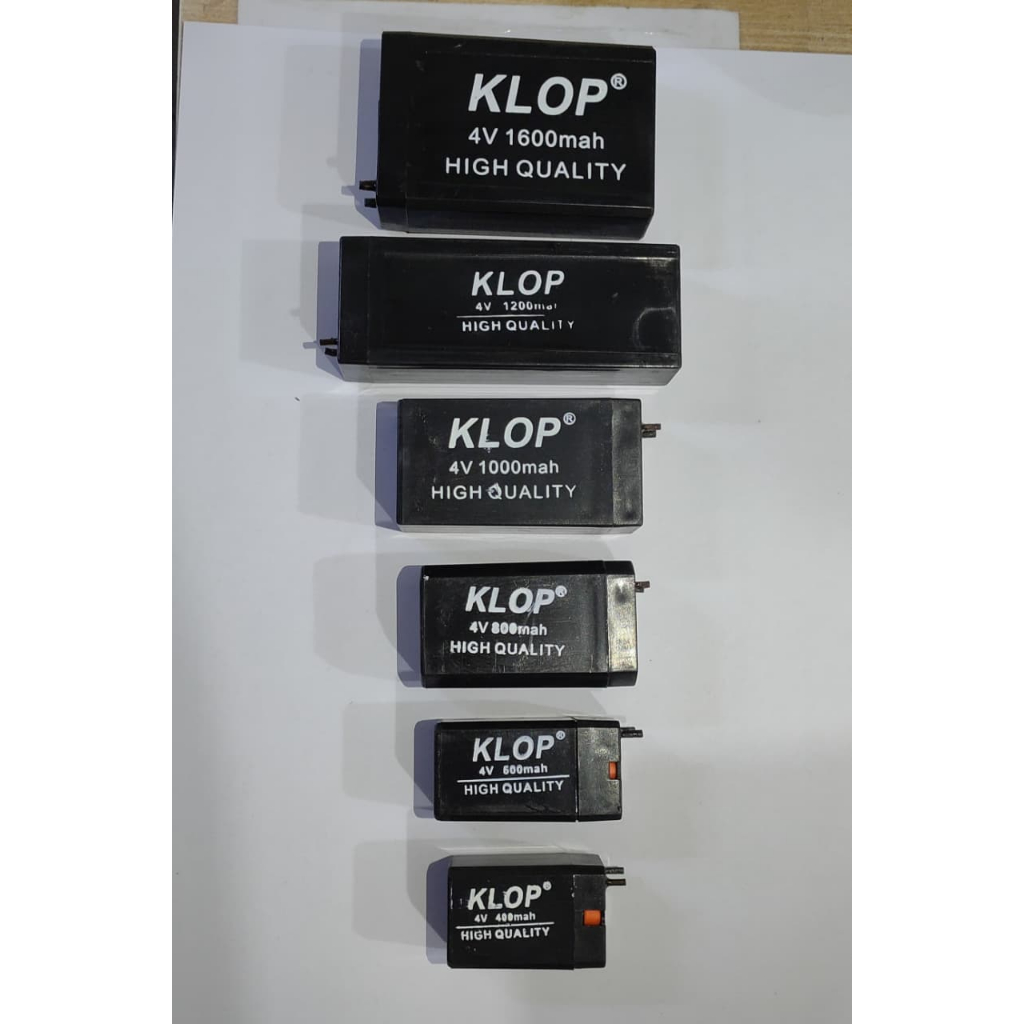 baterai aki kering KLOP 4v 400mah , 500mah , 800mah , 1000mah , 1200mah , 1600mah
