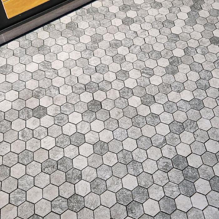 Mozza Tile Type BASALT HEXA MAXI  51x59mm - Mosaic Mozaic Mosaik Mozaik Keramik Hexagonal Warna Abu 