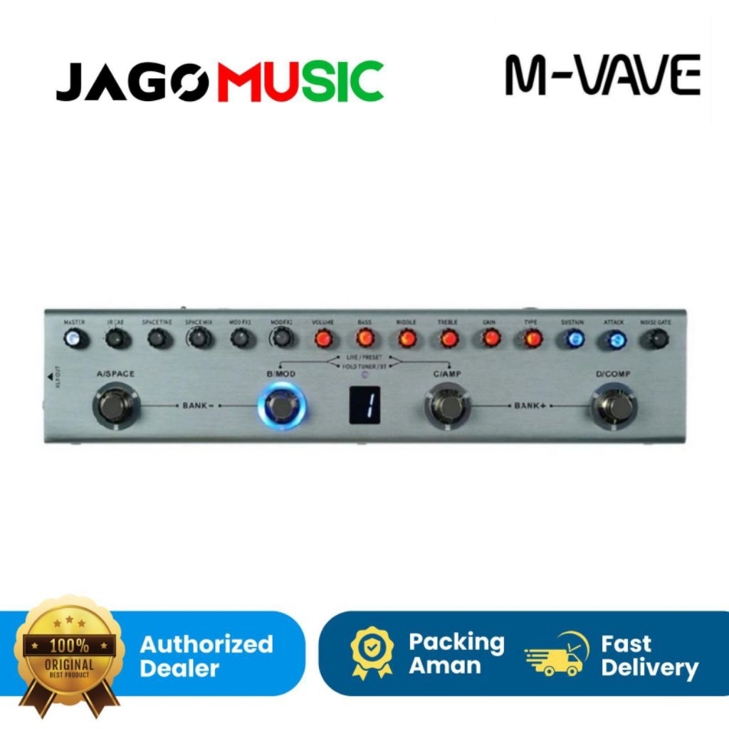 Portable Efek Gitar M-Vave Tank B Bass Multi Effect Mvave Tank B Processor Original