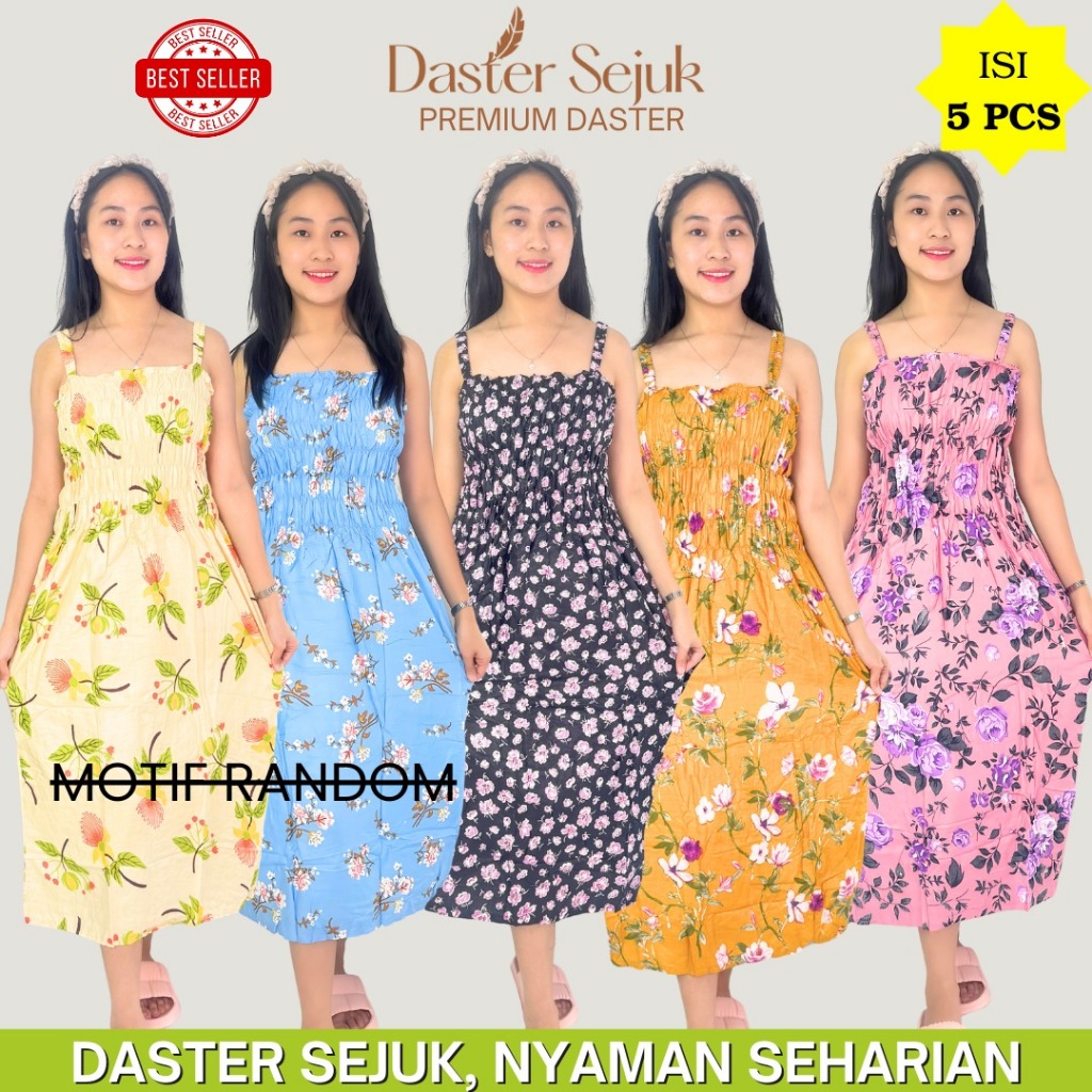 Paket Hemat 5 Pcs Daster Gondil Daster Yukensi Jumbo LD 120 Daster Bali Lobek Tali Satu Rayon Adem