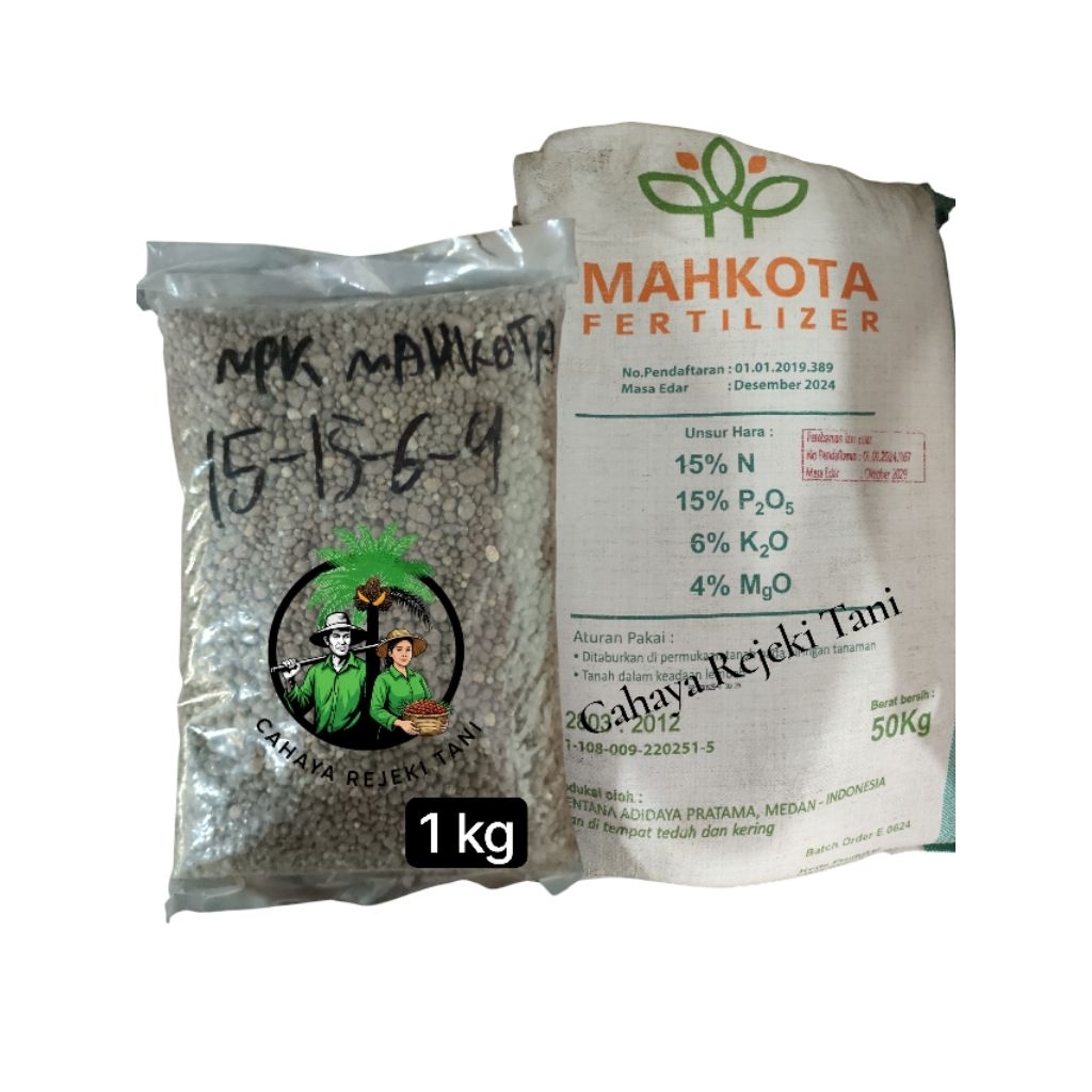 Pupuk NPK Mahkota 15-15-6-4 Original Kemasan Repack 1kg