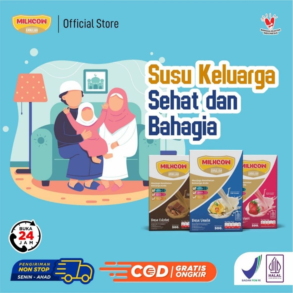 MILKCOW Susu Gemuk Ampuh 100% Susu Sapi Fullcream Bpom Dan Halal 500 Gram