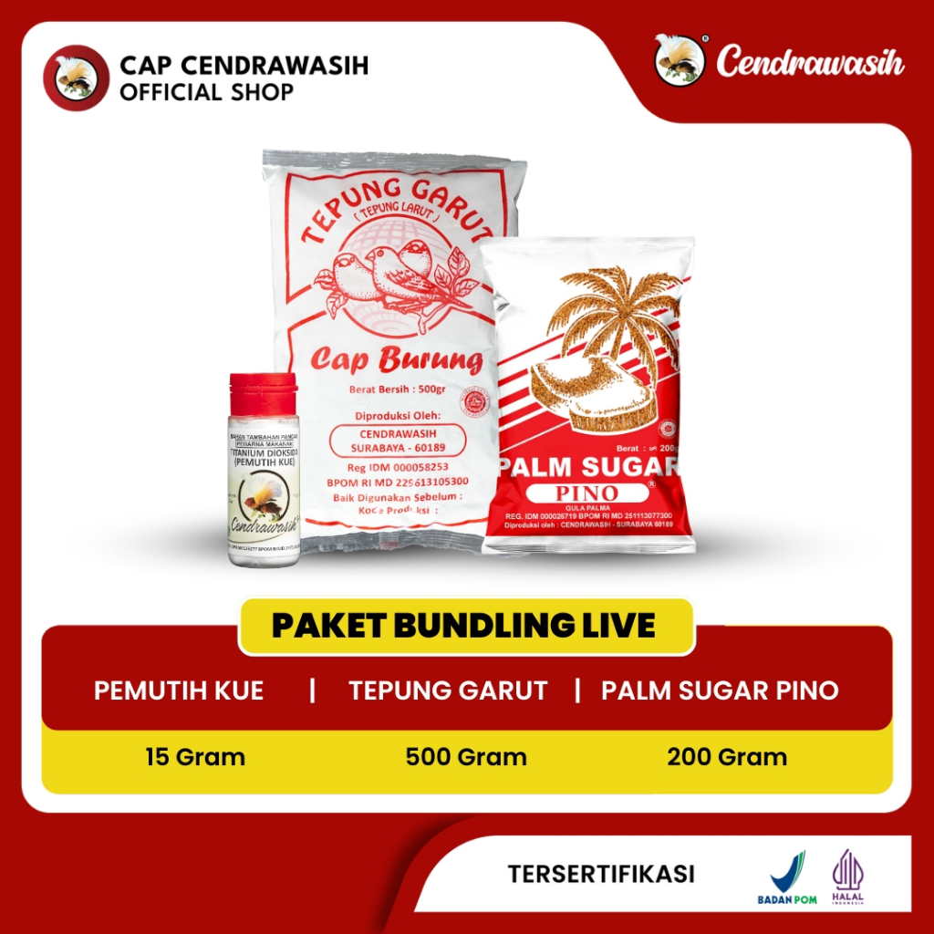 [KHUSUS LIVE] Cap Cendrawasih Paket Bundling | Tepung Larut - Palm Sugar - Pemutih Kue | Pempek Sutr
