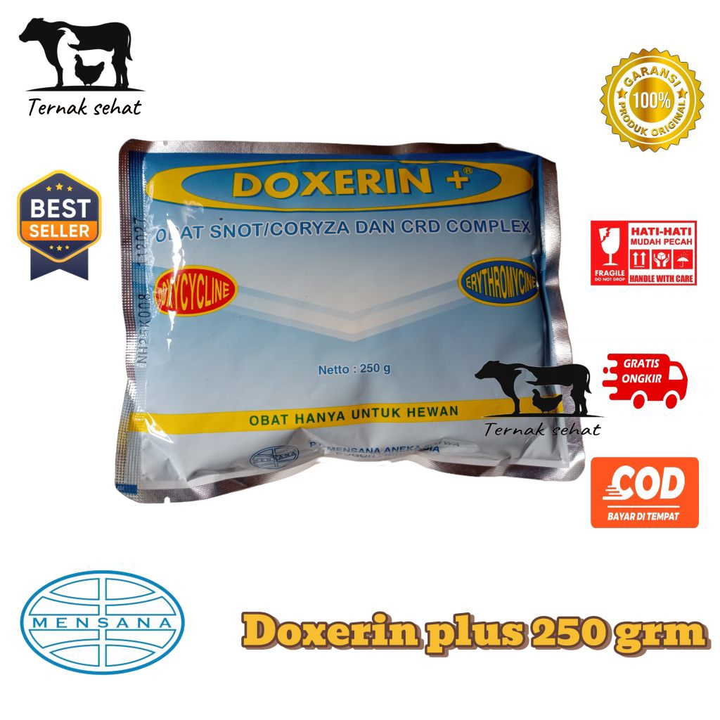 DOXERIN PLUS MENSANA 250 grm Obat snot/coryza colera & crd complex pada unggas,doxerin plus 250grm