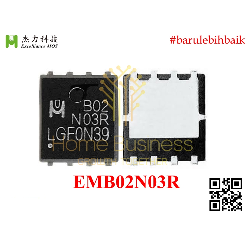 MOSFET N-Channel Excelliance MOS EMB02N03HR EMB02N03R B02N03R B02 N03R 30V 100A NChannel N-Ch Nch DF