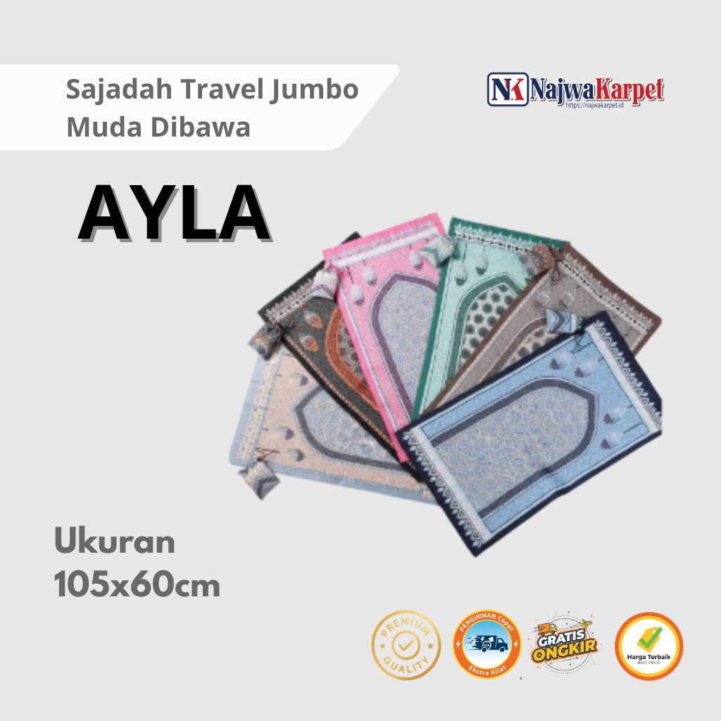 Sajadah Travel Jumbo Ayla Lipat Portable - Sajadah Mukena Traveling Dewasa / Sejadah Praktis