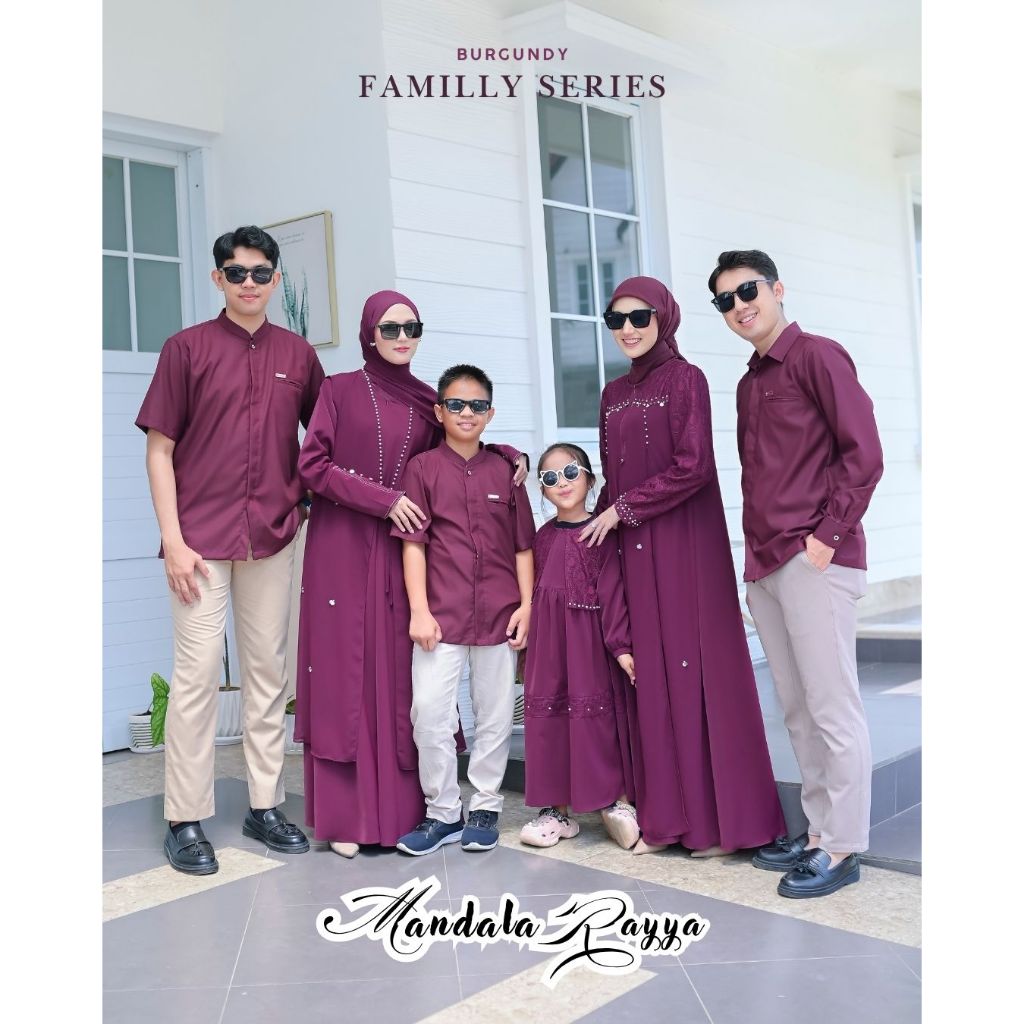 Sarimbit Mandala Rayya Famset Keluarga Lebaran Terbaru 2026 by Sukahijab Warna Burgundy