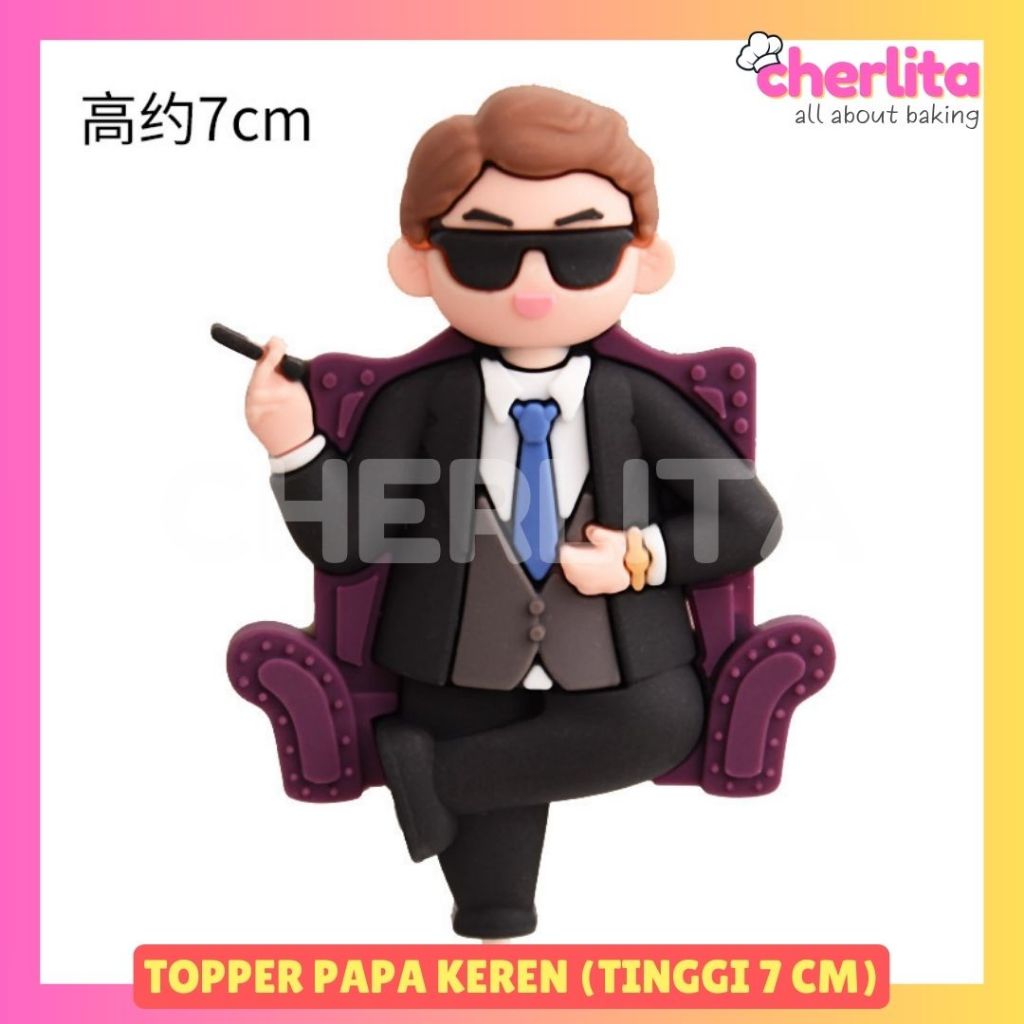 Topper Ayah Keren Papa Kaya Boss Dekorasi Kue Ulang Tahun Lucu Birthday Cake Decoration
