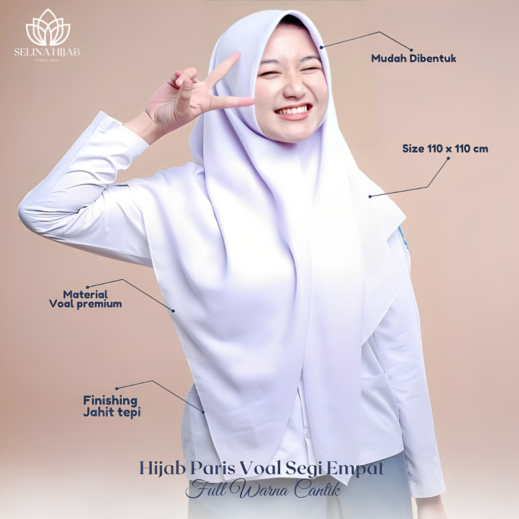 Hijab Segiempat Edisi Sekolah ( Paris Premium) SEGI EMPAT PARIS PREMIUM | JILBAB KERUDUNG SEKOLAH HI