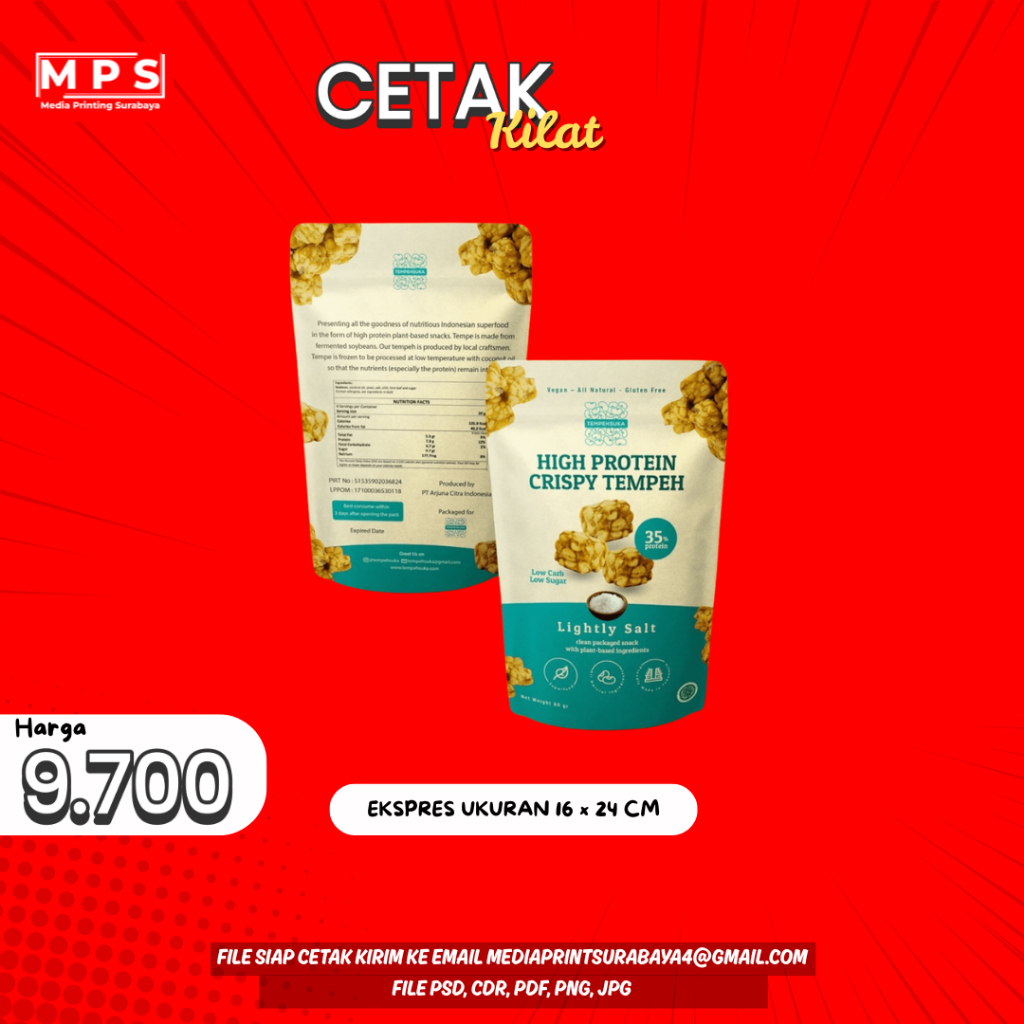 CETAK STANDING POUCH CUSTOM I UKURAN 16 X 24CM EKSPRES