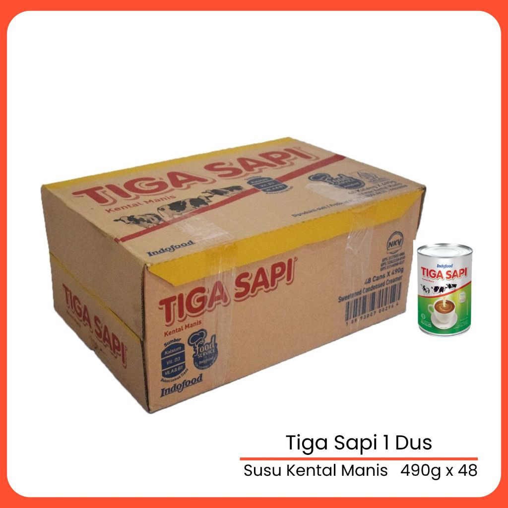 Susu Tiga Sapi Coklat/Putih 490gr Kaleng per karton ( 1 karton isi 48 kaleng )