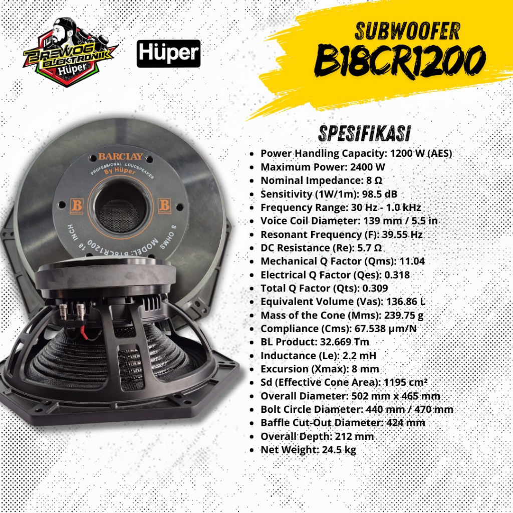 BREWOG HUPER SPEAKER KOMPONEN  B18CR1200