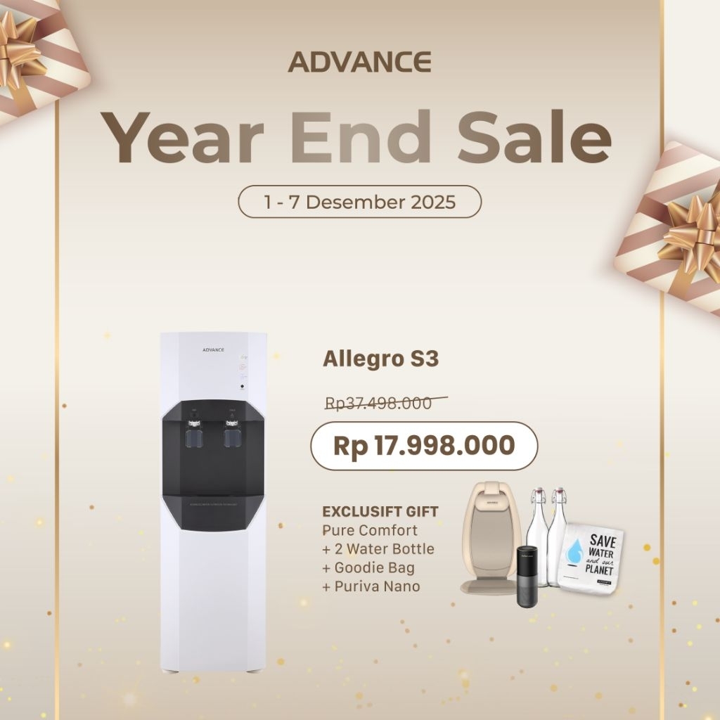 Advance Allegro S3 - Dispenser Tanpa Galon 13.9L Hitam