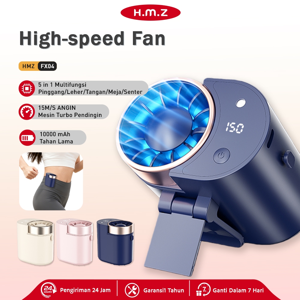 HMZ FX04 Kipas Pinggang Portable Mini Kipas 4 in 1 Kipas Angin Portable Kapasitas Besar Kipas Turbo 