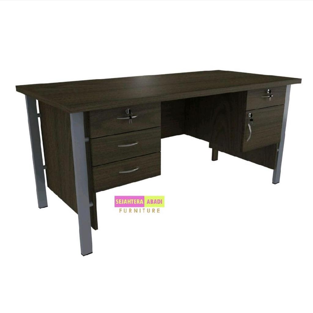 meja tulis besar 1 biro, meja direktur, meja kantor VIP MM502 kaki besi meja kerja besar meja Kayu m