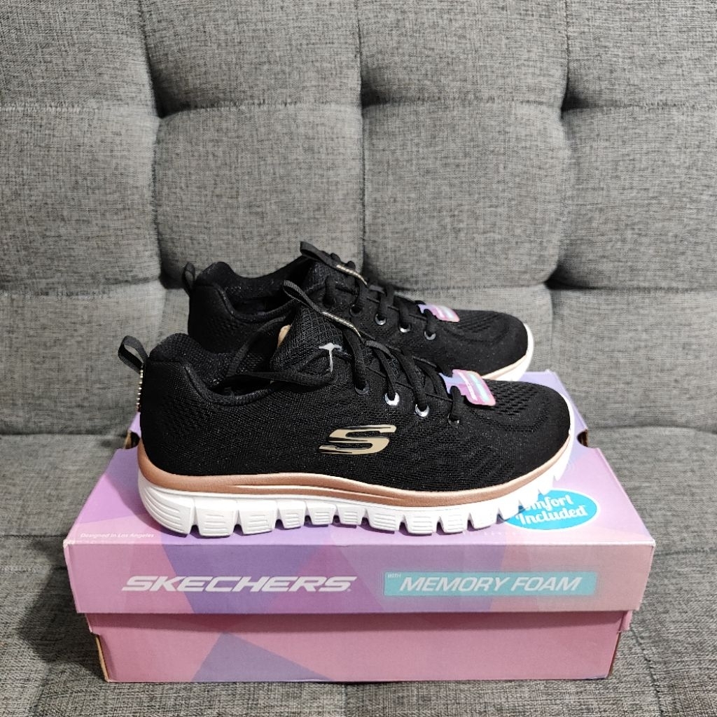 Skechers GRACEFUL GET CONNECTED Women's - Black/Gold [12615/BKGD]