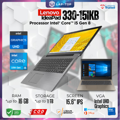 Laptop Lenovo IdeaPad 330-15IKB Core i5 Gen 8 RAM 12GB 15 Inci Original Second Garansi