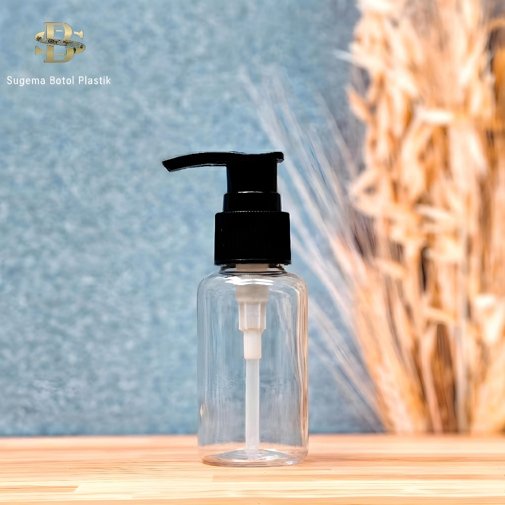 PROMO TERBARU Botol Pump 60ml Bening / Botol Plastik 60 Ml Pet Kecil Tutup Pump Lotion
