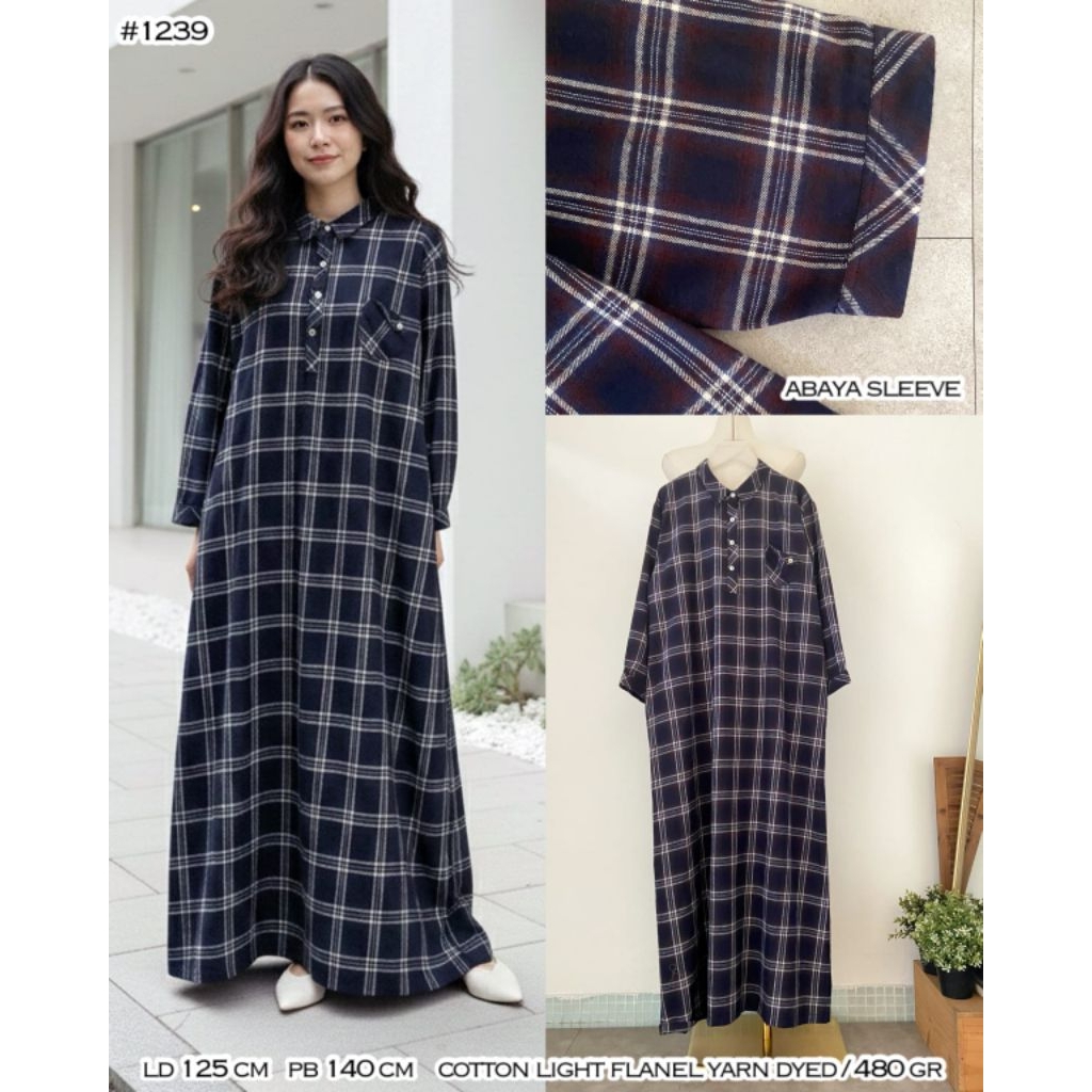 Real pic ORIGINAL Termurah Maxi dress Jumbo Flanel Zara Import / Gamis Oversize Premium Butik / Maxi