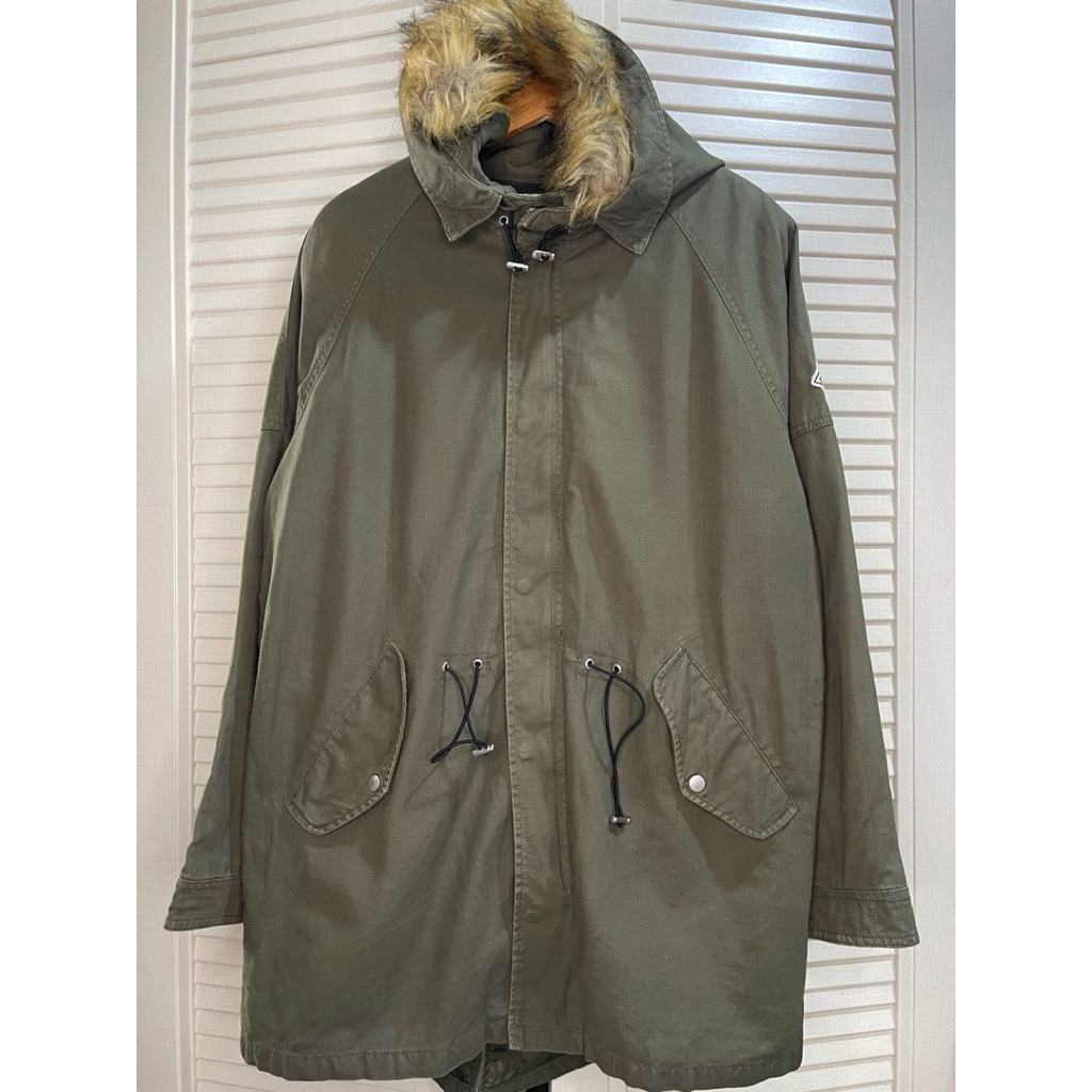 Bershka - M-51 Fishtail Parka Jacket with Detachable Faux Fur Hood and Ineer Sherpa Lining - Olive G