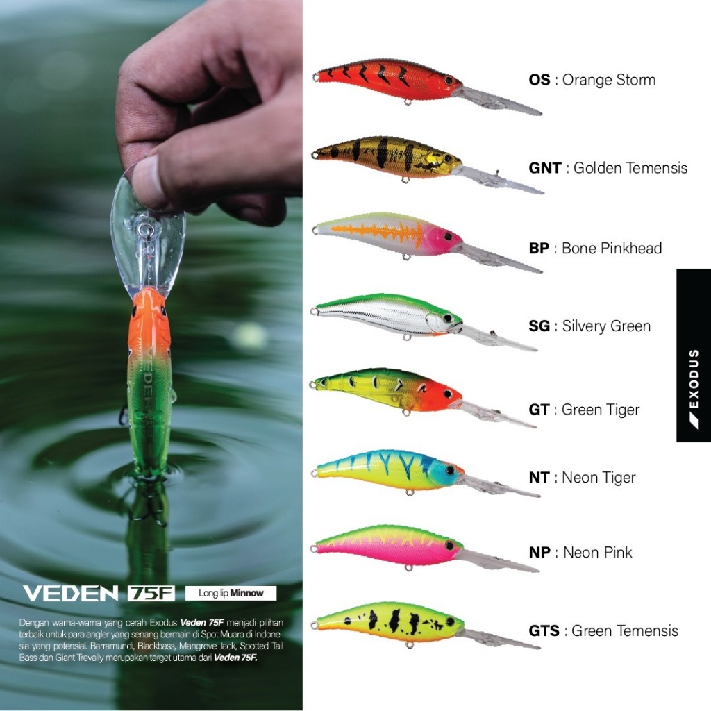 Umpan Exodus Veden 75F - Long Lip Minnow