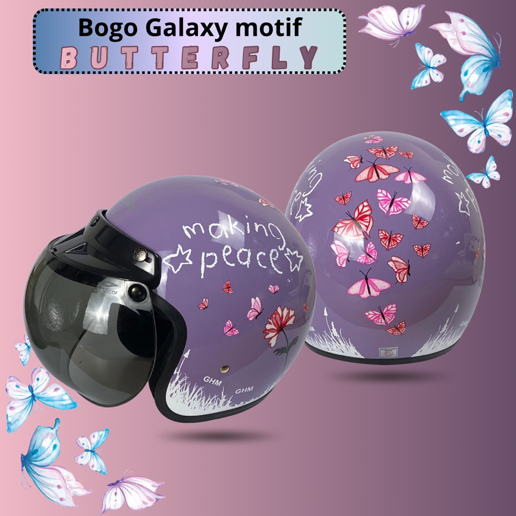 Helm bogo motif premium/helm bogo dewasa motif/ helm  ogo cewek/helm korean style/helm bogo motif ka