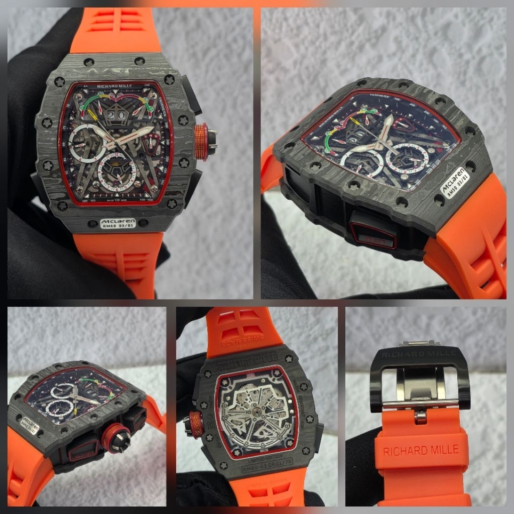 Jam mewah RM automatic 42mm McLaren 50-03 carbon swiss ETA