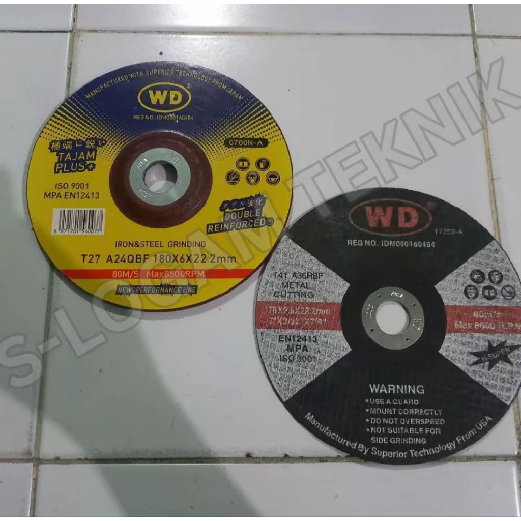 Batu Potong Poles Besi WD 7" ASLI ORI Cut Off 7inch x 2,5 / 6 mm Mata Pisau Gurinda T41 T27