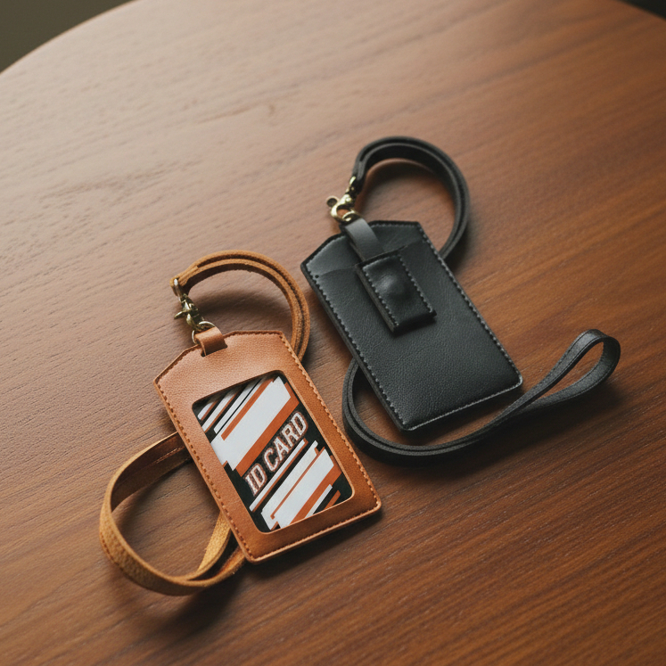 Name Tag ID Card Holder Magnet ID Card Holder Kulit Patuk Name Tag Lanyard Kulit Id Card Kulit