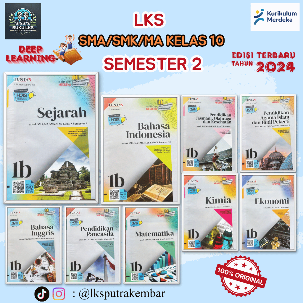 LKS TUNTAS MATEMATIKA, BAHASA INDONESIA, PENJAS, FISIKA, KIMIA DAN PKN UNTUK KELAS 10 SMA/MA/SMK/MAK