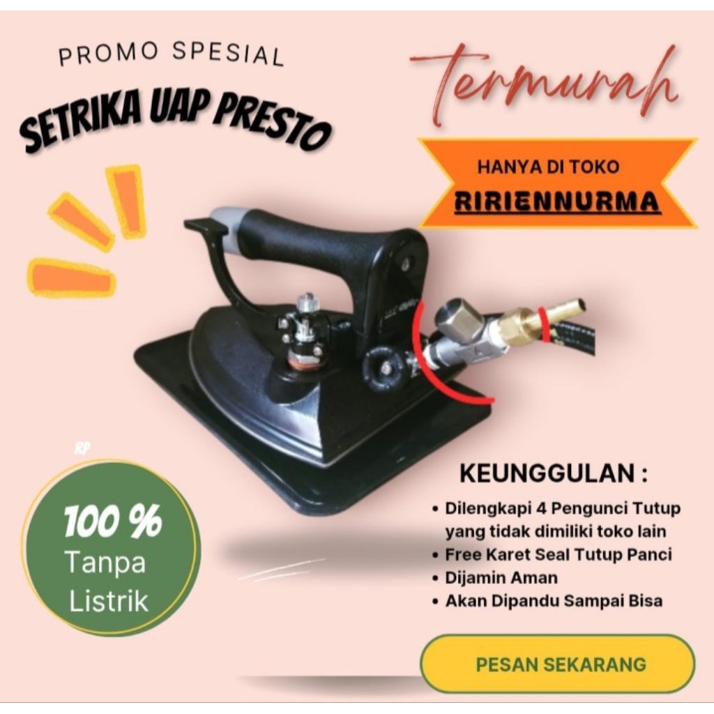 Setrika uap boiler presto 12 liter laundry+steam trap