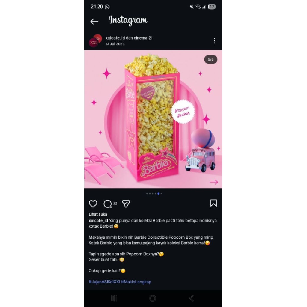 Barbie Collectible Popcorn Box