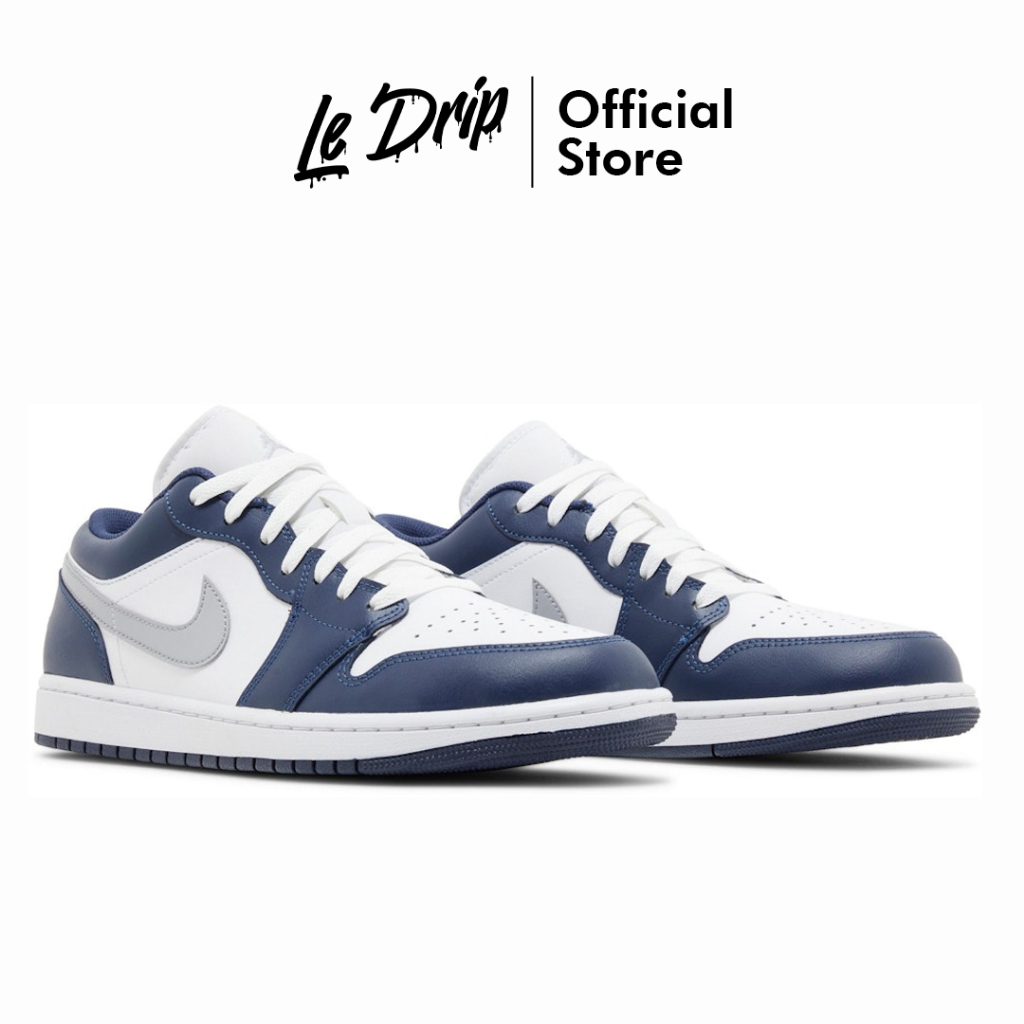 Sepatu Nike Air Jordan 1 Low Wolf Grey Midnight Navy Authentic Sneakers