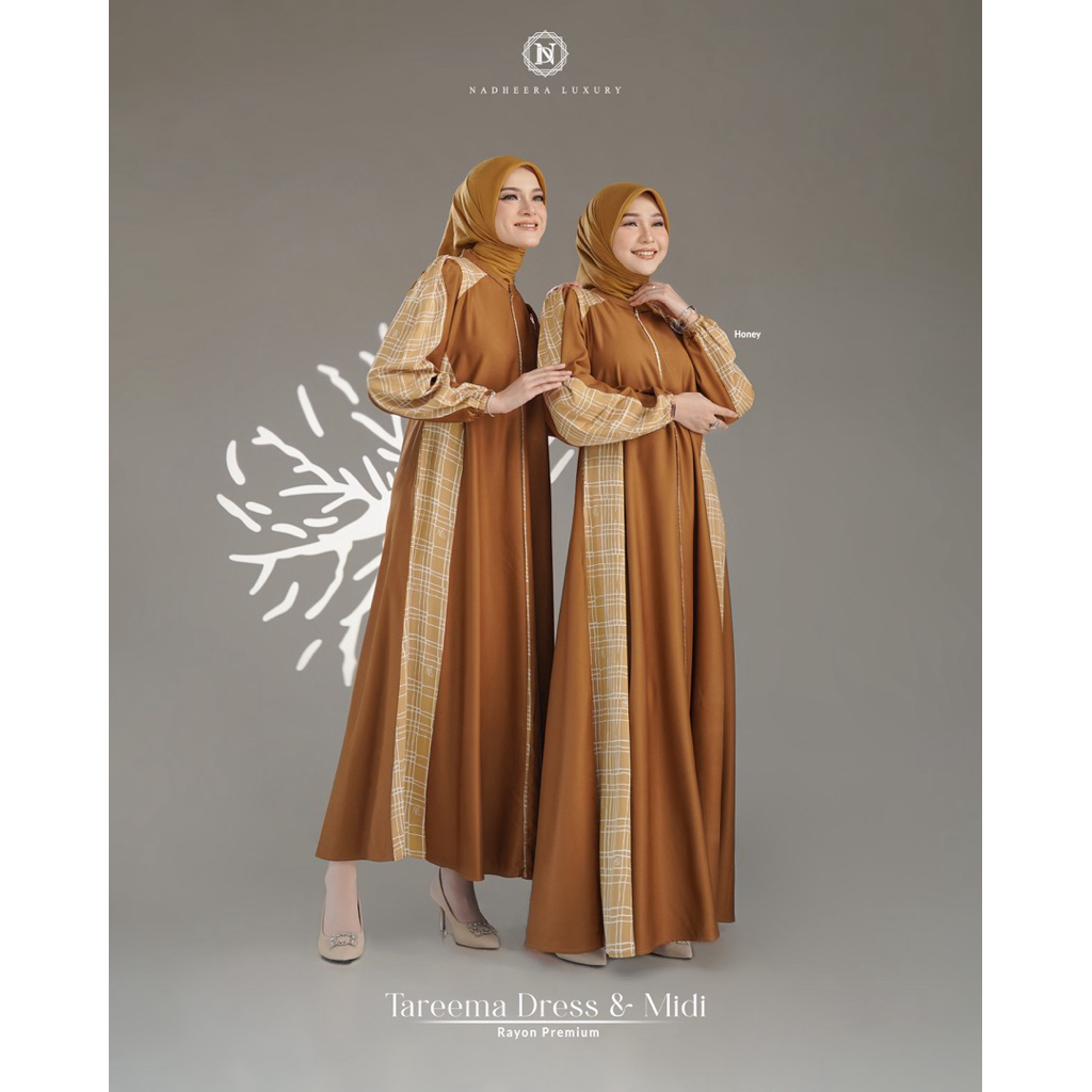 NADHEERA | TAREEMA SERIES DRESS DAN MIDI DRESS BY NADHEERA LUXURY - TAREEMA DRESS - TAREEMA MIDI DRE