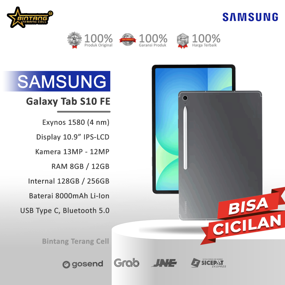 Samsung Galaxy Tab S10 FE+ Wifi Only & Galaxy Tab S10 FE+ 5G RAM 12/256 GB + Keyboard tab s10fe plus
