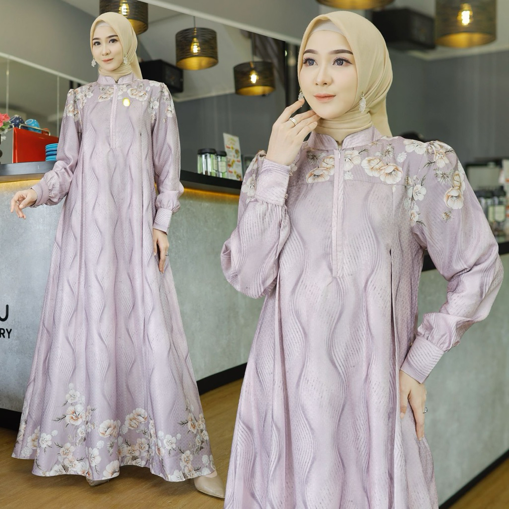 NEW PRODUCT Az Zahra Gamis Dobby Silk Premium motif Wanita Muslim Terbaru Jumbo dan Busui