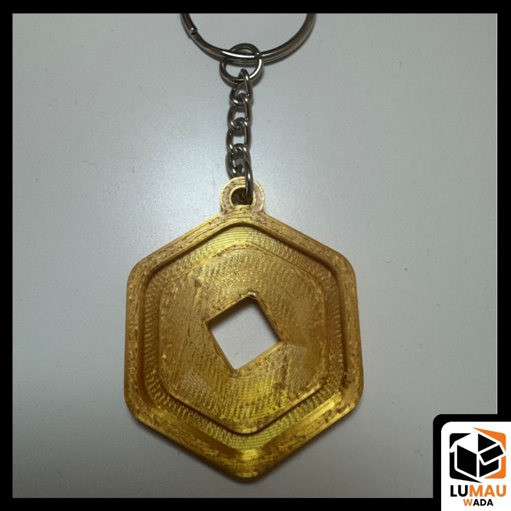 Gantungan Kunci Koin / Token Robux Emas Hexagon Keychain - Merchandise Gaming ROBLOX