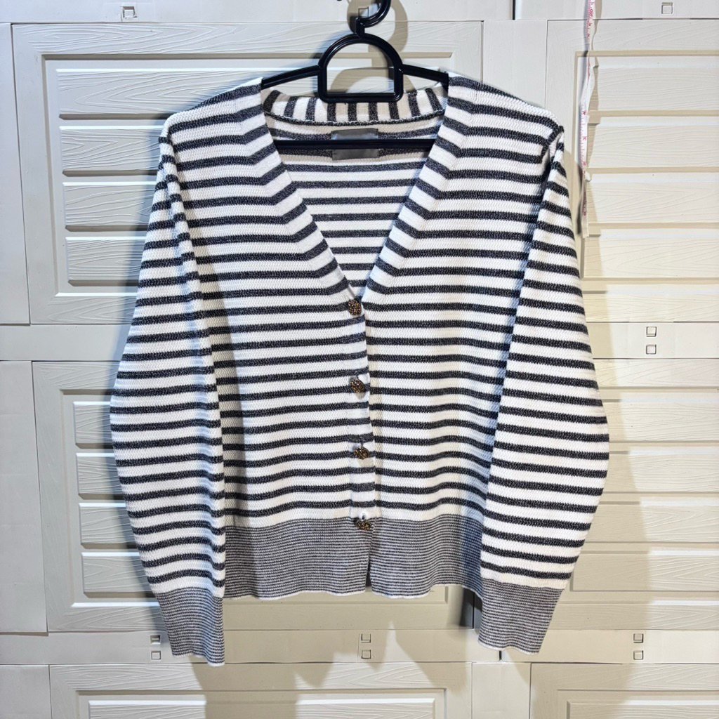 [ Preloved ] THIS IS APRIL - Striped Cardigan With Gold Button Mirip Duma - Amari Cardigan