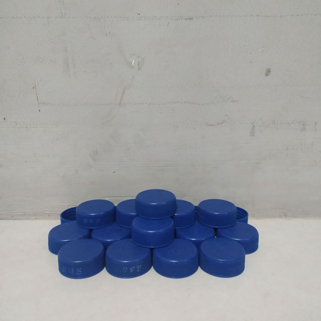 20pcs Tutup Botol Plastik Aqua Warna Biru Tua Bekas Bersih